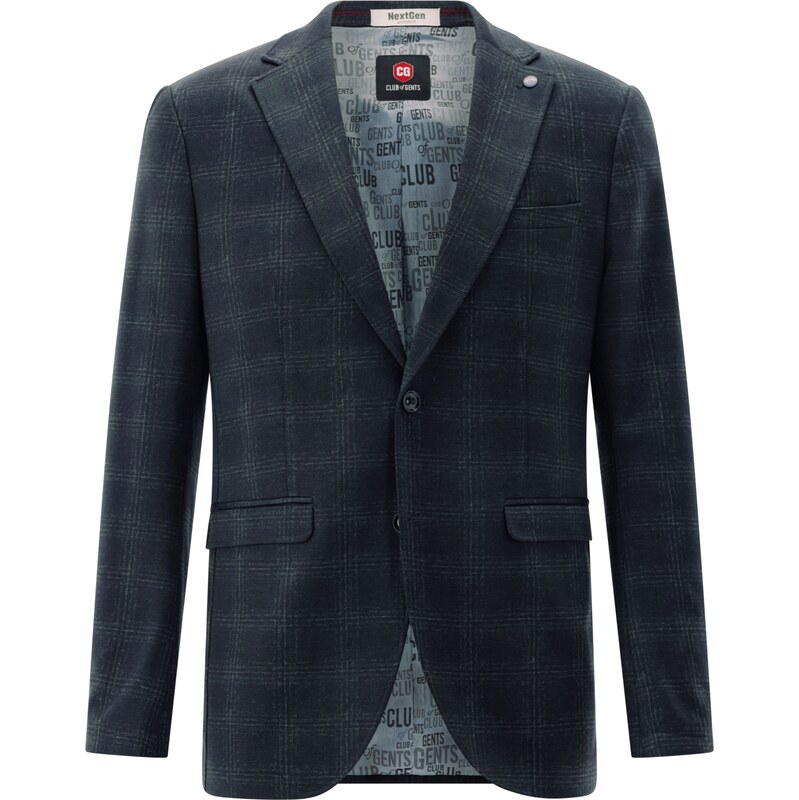 Pánske sivomodré sako s jemným károm CLUB OF GENTS slim fit 66114834