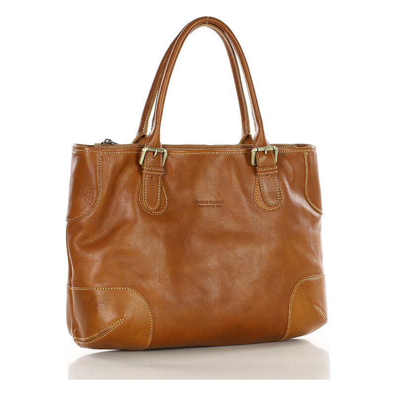 MARCO MAZZINI camel kožená shopper kabelka (419a) 52672548