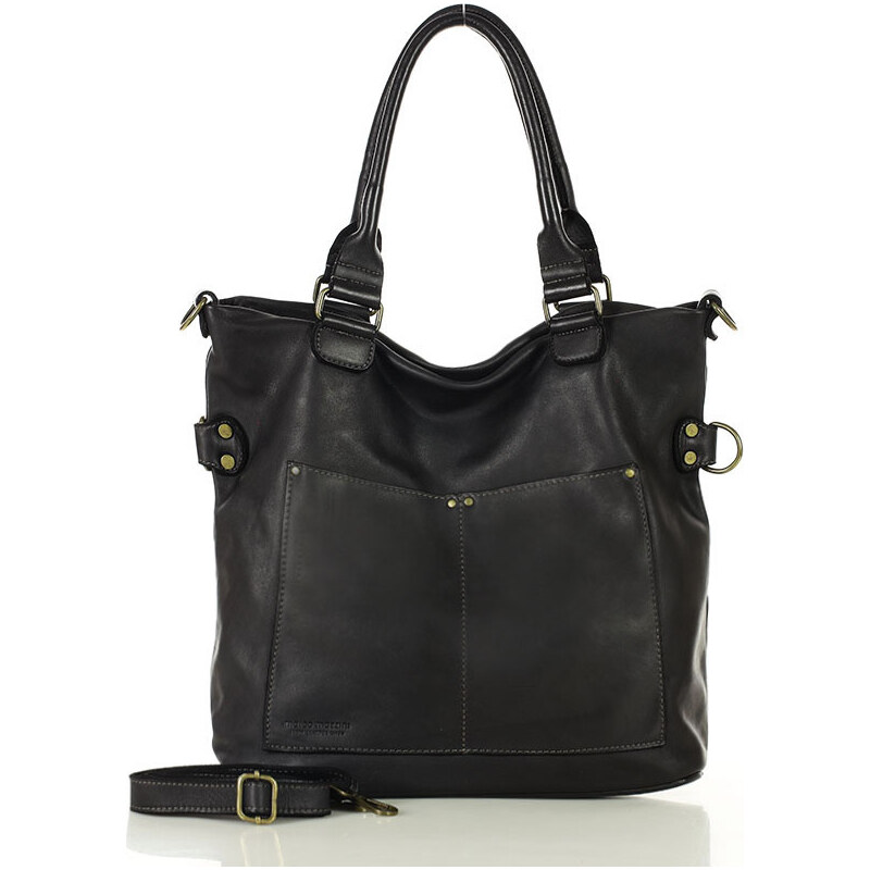 Čierna kožená kabelka MARCO MAZZINI v7c 11821856