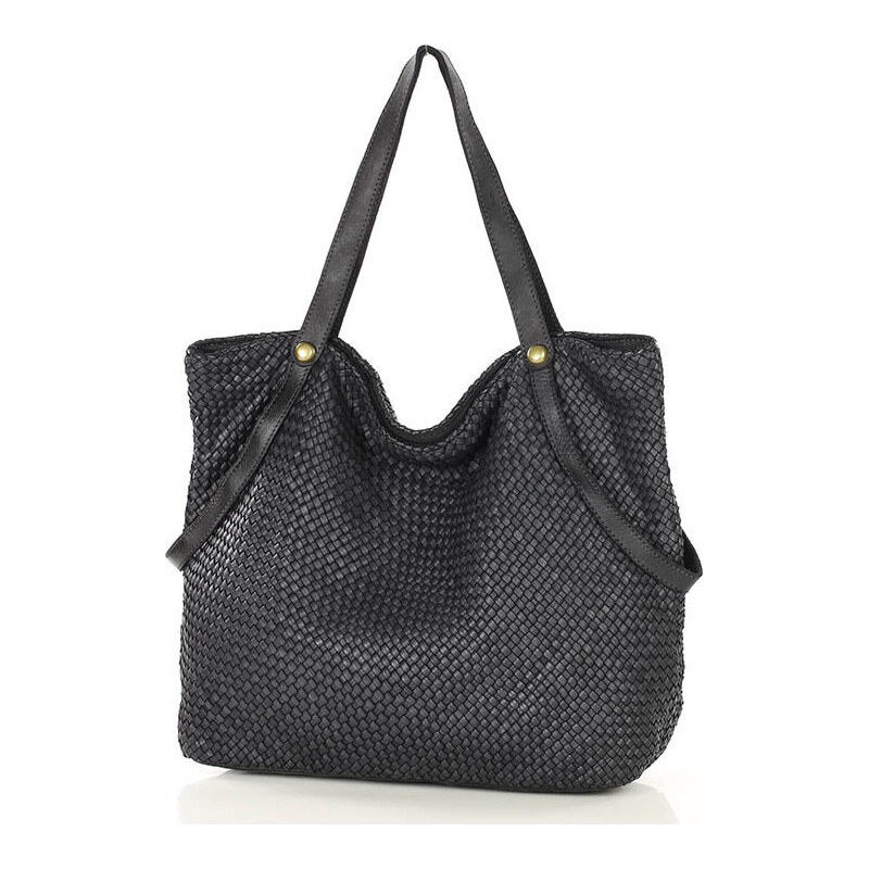 MARCO MAZZINI Čierna veľká taška shopper z tkanej kože (v244a) 60312352