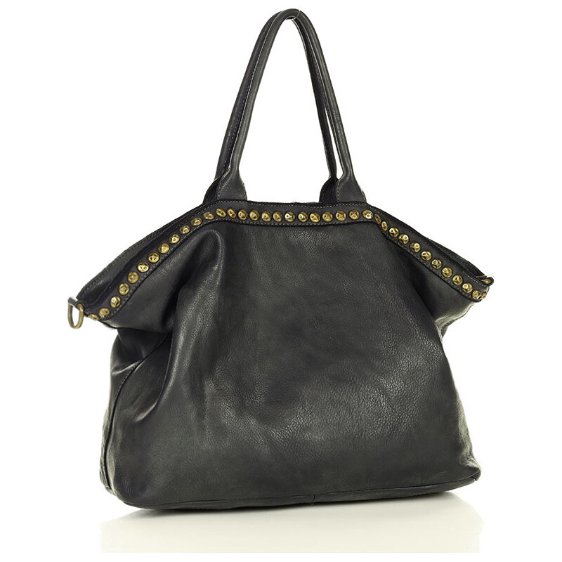 Genuine Leather Marco Mazzini Čierna dámska shopper kožená kabelka 20847452