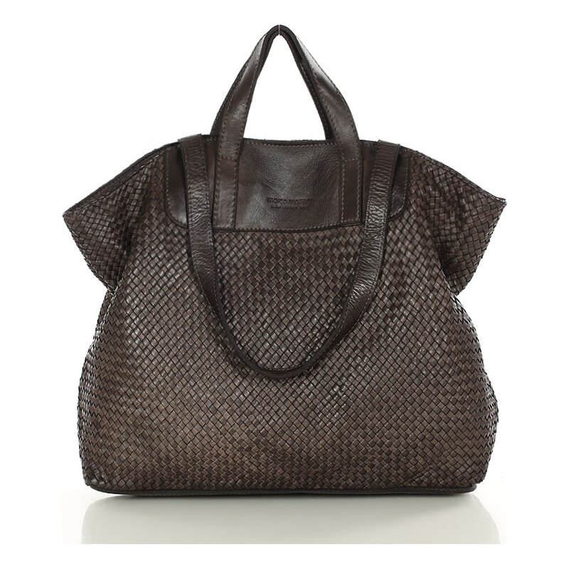 MARCO MAZZINI tmavohnedá pletená shopper bag (v186e) 47903408