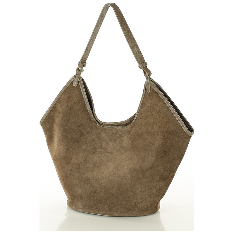 MARCO MAZZINI Béžová taupe kožená hobo kabelka (s289b) 65691228