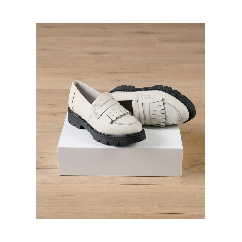 E-shop Kožené slipper topánky HEINE,biele