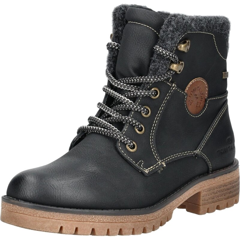 TOM TAILOR Šnurovacie členkové čižmy hnedá / čierna 66119706