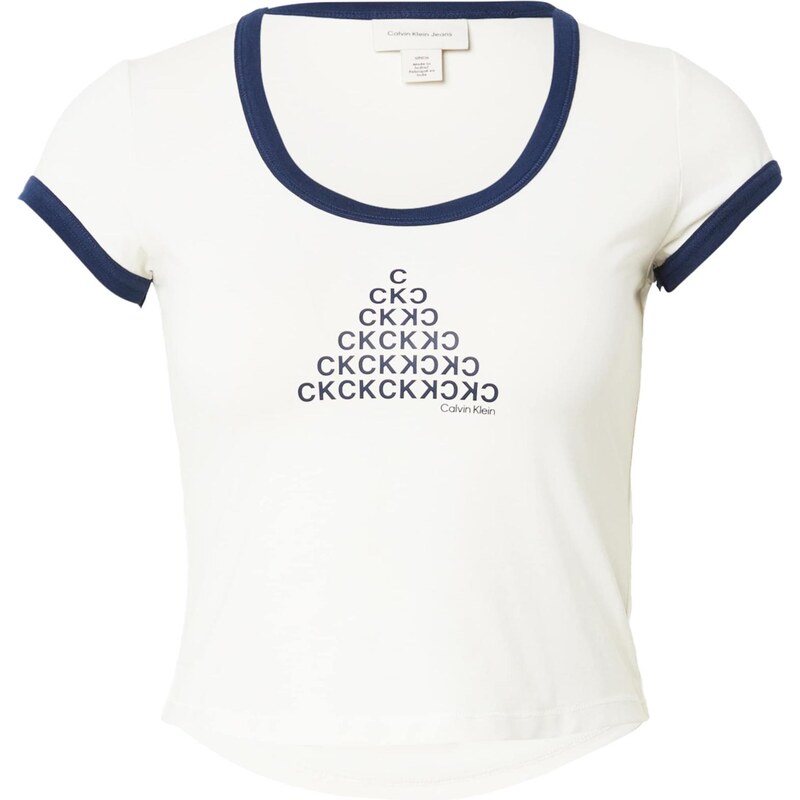 Calvin Klein Jeans Tričko svetlobéžová / námornícka modrá 66120709