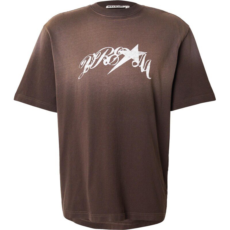 WEEKDAY Tričko hnedá / biela 66120775