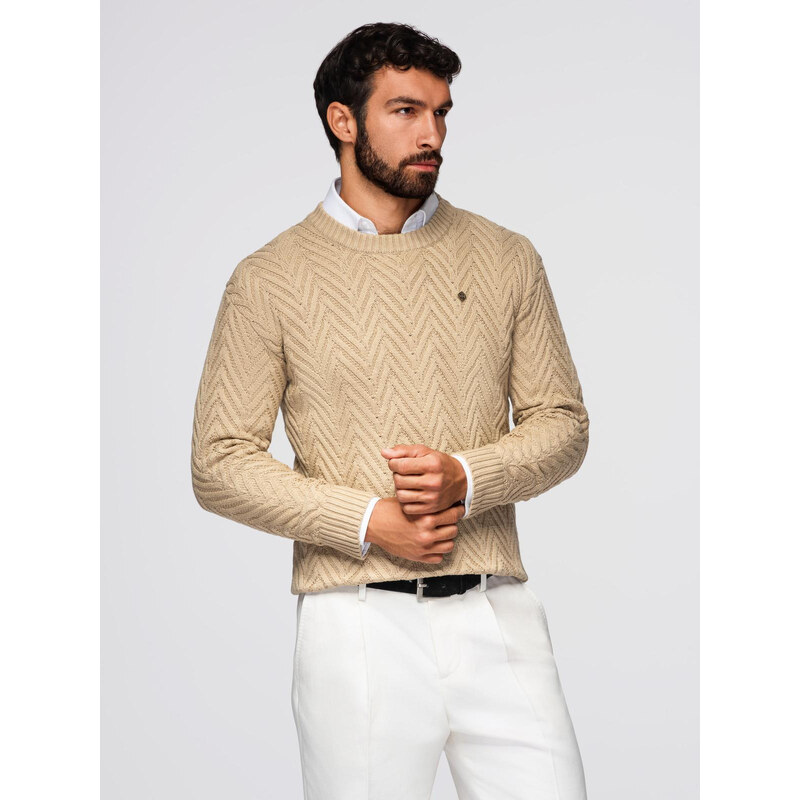 Ombre Mens zigzag knit sweater - sand 66185683