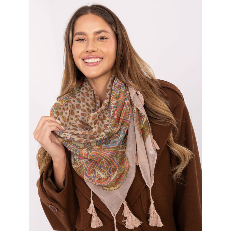 BASIC Ružovo-hnedá dámská šatka so strapcami AT-CH-ENEC-72.31P-pink 18753740