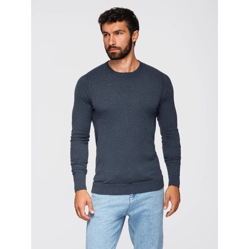 Ombre Clothing Klasický modrý sveter s okrúhlym výstrihom V16 SWBS 66127839