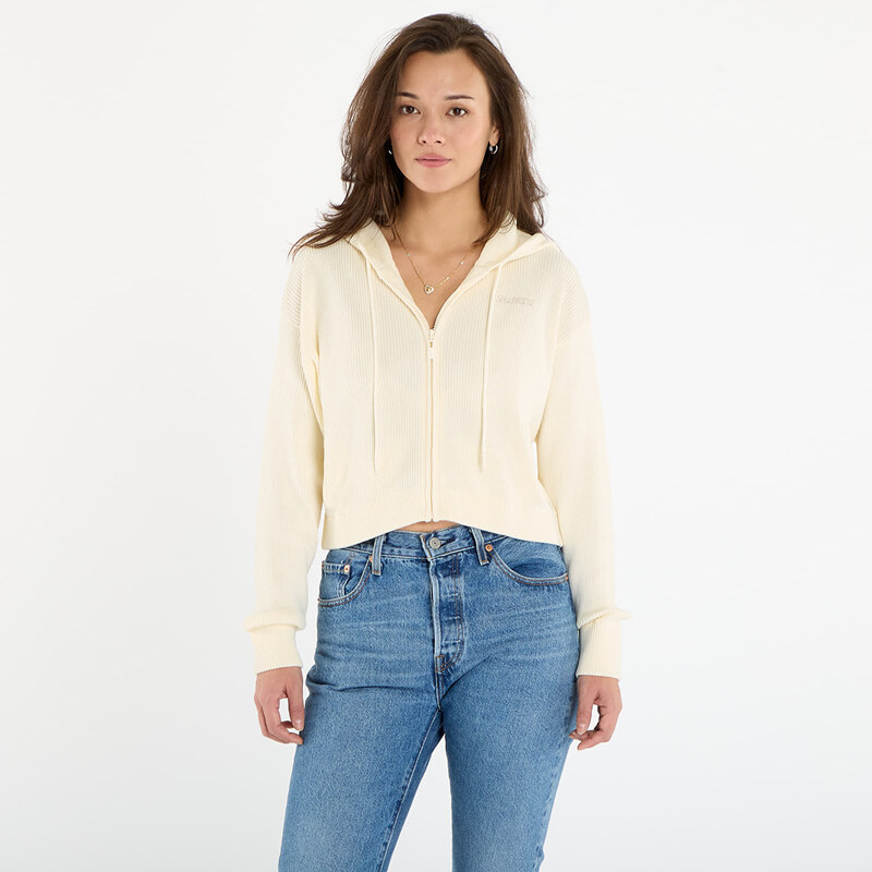 Sveter Guess Flaminia Ribbed Hoodie Zipped Cream S 66129326