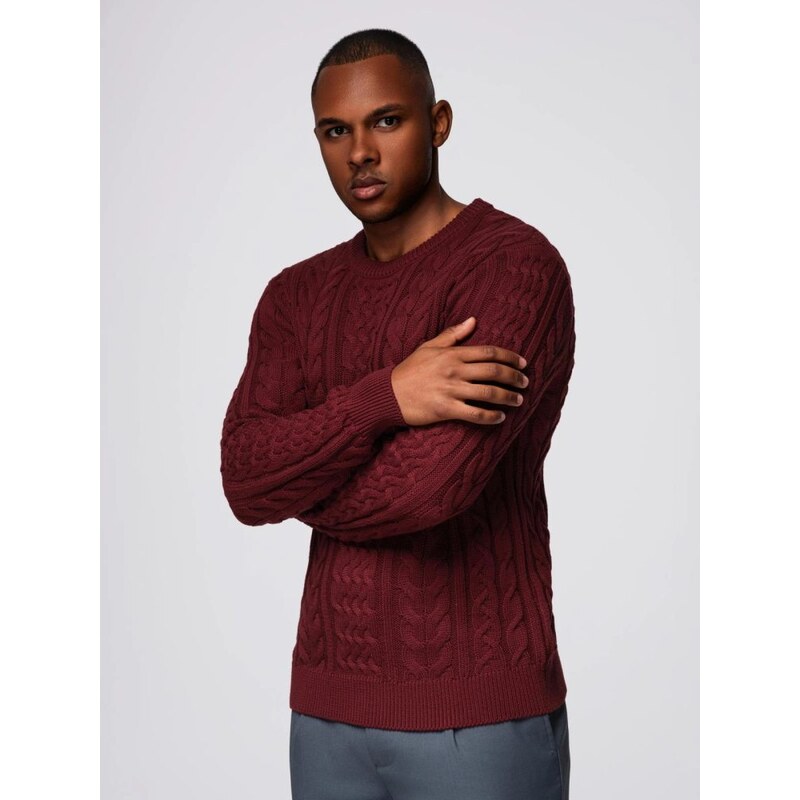 Ombre Clothing Bordový vzorovaný pánsky sveter V6 OM-SWSW-0173 66131009