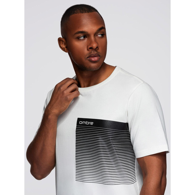 Ombre Mens cotton t-shirt with graphic print - white 66185692
