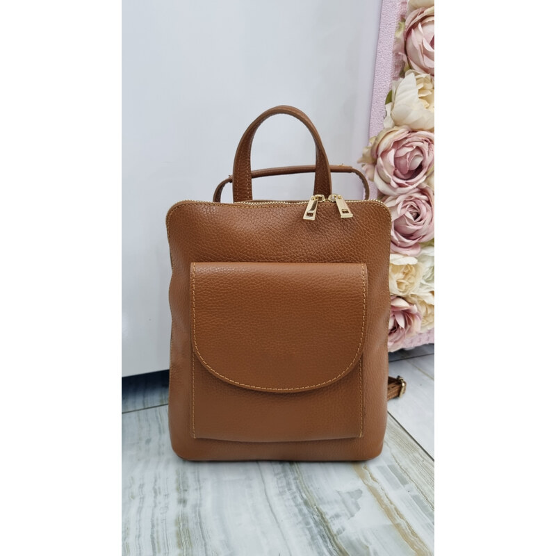 Katrins Fashion Štýlový hnedý kožený ruksak Italy 66131398