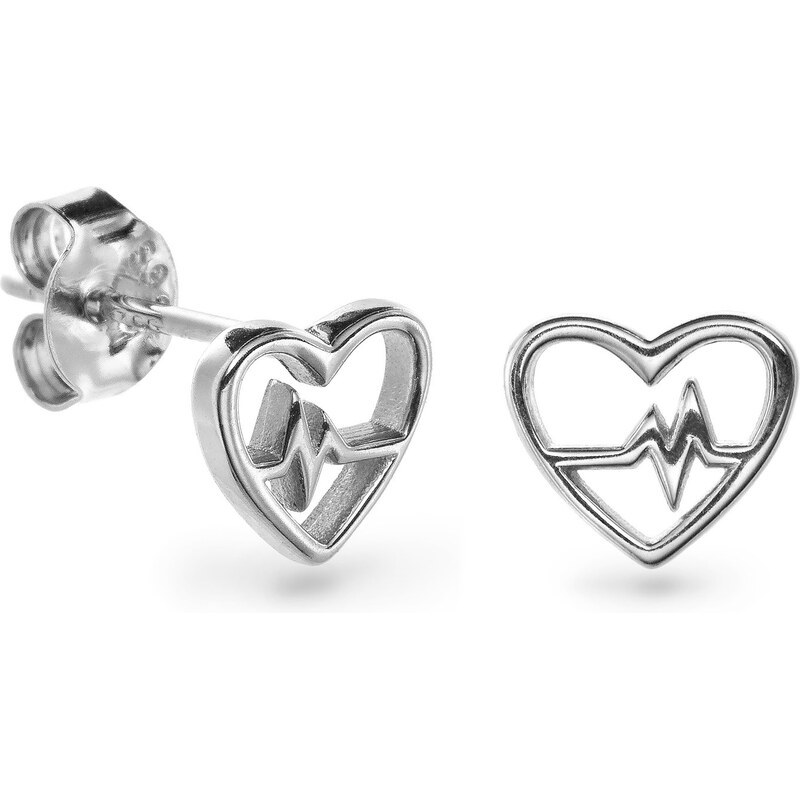 AGAIN Jewelry Strieborné náušnice Srdce s EKG krivkou AJNS0032 66585792