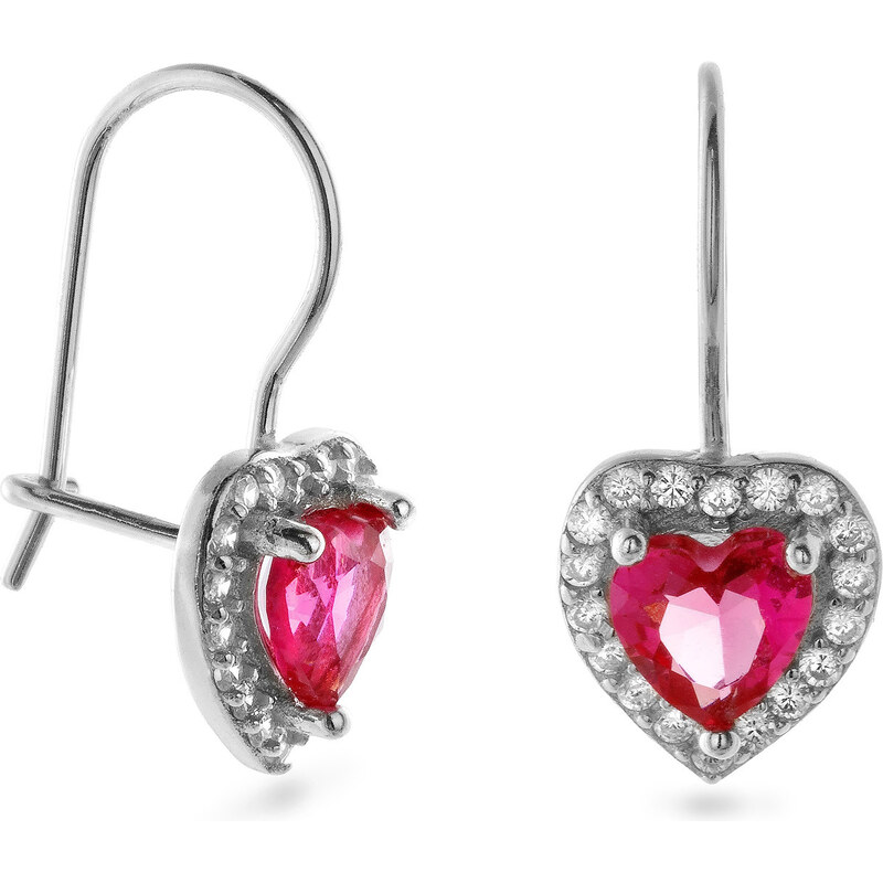 AGAIN Jewelry Strieborné visiace náušnice Srdiečko so zirkónmi 66582849