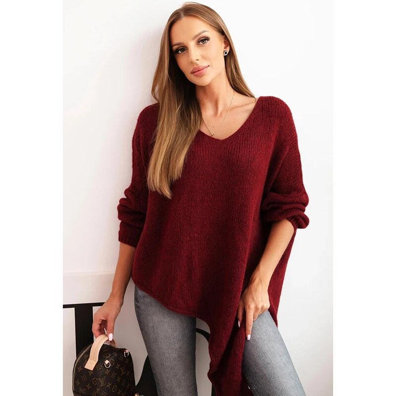 MladaModa Asymetrický sveter so srdiečkovým výstrihom model 1925 65258600