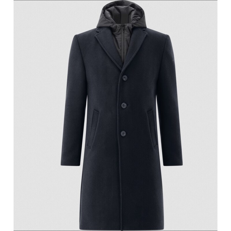 Pánsky modrý kabát s odopínateľnou vsadkou s kapucňou CLUB OF GENTS 66133237