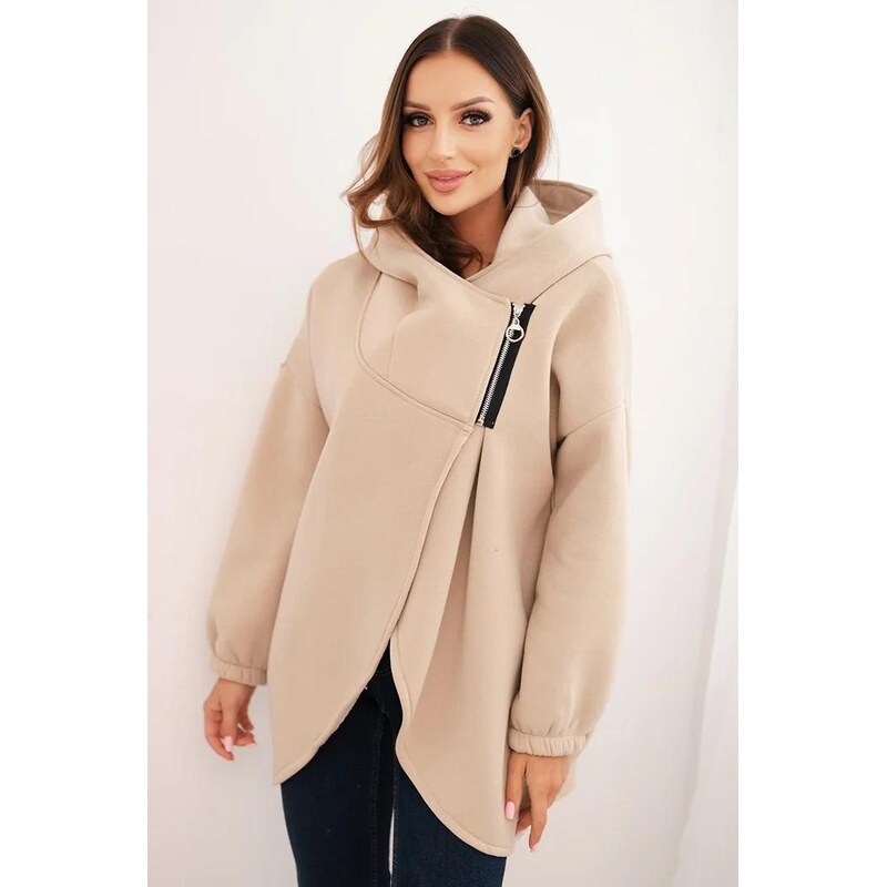 MladaModa Zateplená mikina s kapucňou a asymetrickým zipsom model 7765 66073361
