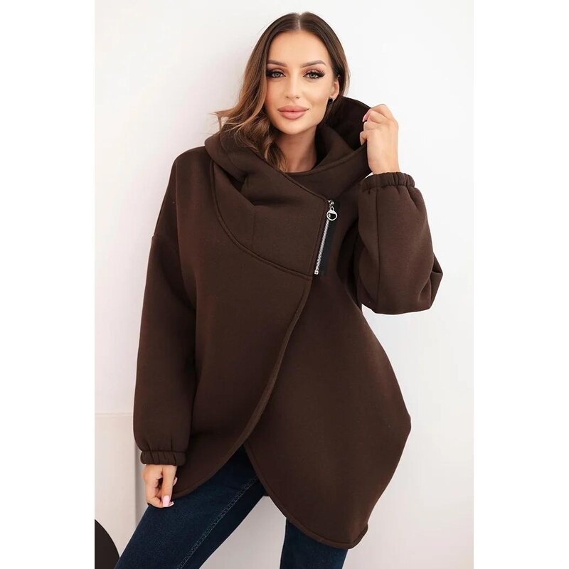 MladaModa Zateplená mikina s kapucňou a asymetrickým zipsom model 7765 66073529