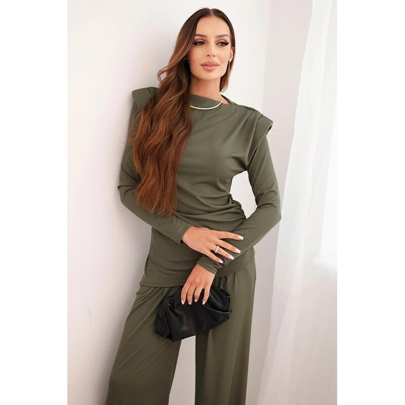 MladaModa Komplet vrúbkovanej blúzky a širokých nohavíc model 0319 66073791