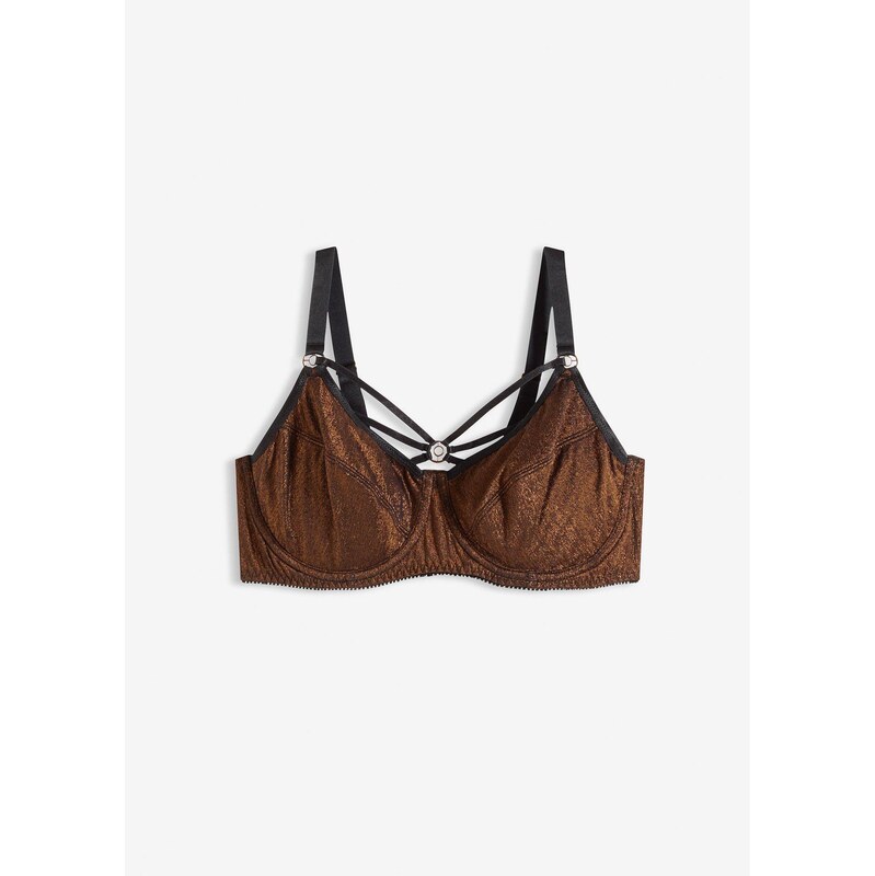 bonprix Zmenšujúca podprsenka z trblietavého materiálu, farba čierna 66134061