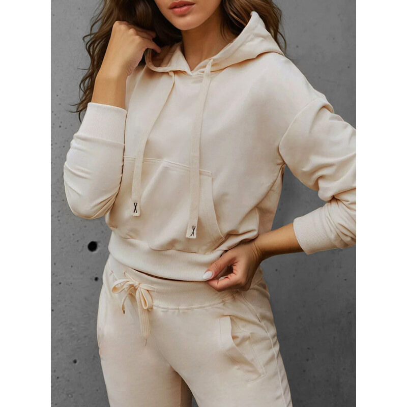 BASIC Krémová dámska mikina s kapucňou BY1536 66135982