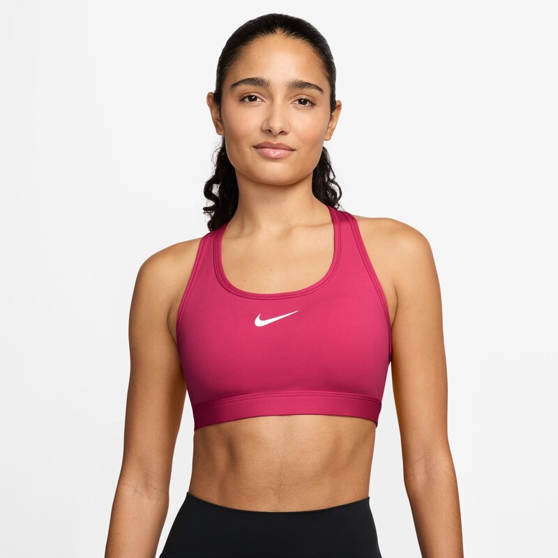 Nike Swoosh Medium Support Womens Padded Sports Bra RUSH PINK/WHITE 66136090