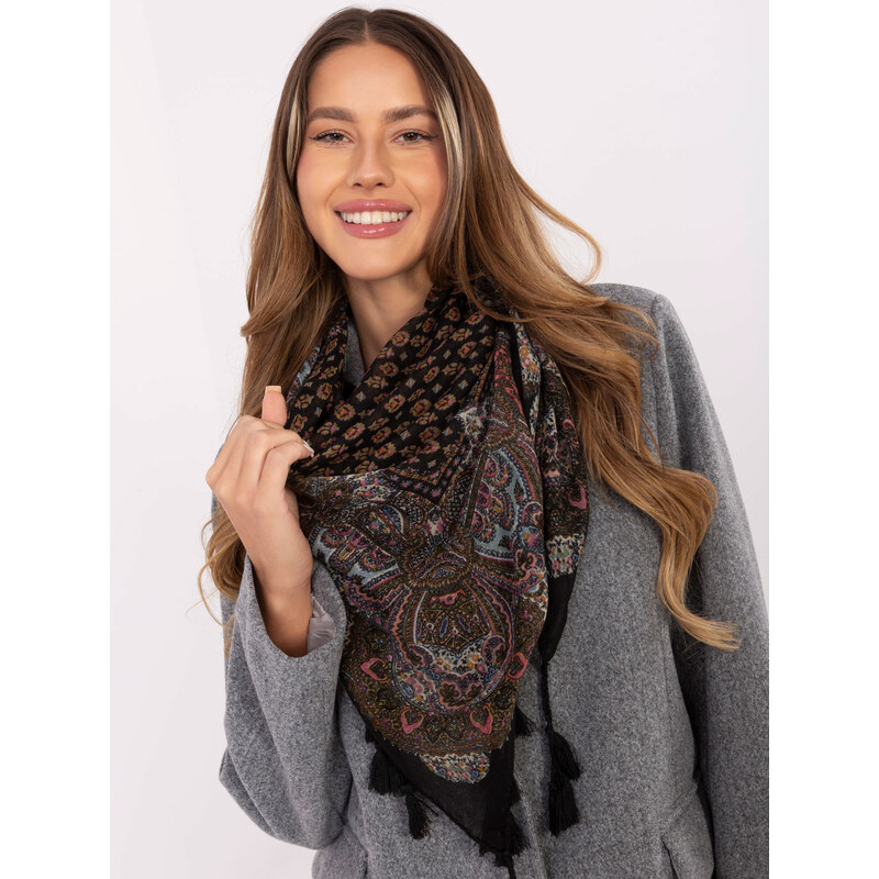 BASIC Čierna dámska šatka so strapcami AT-CH-ENEC-72.31P-black 18753624