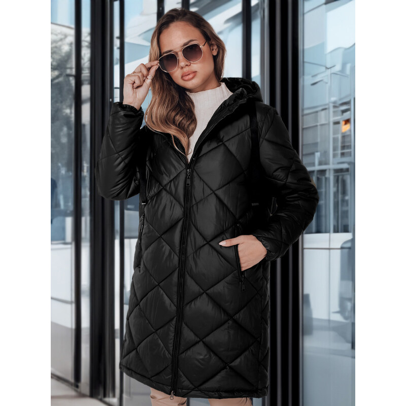 BASIC Čierna dámska prešívaná bunda s kapucňou SNOWVIBE TY4988 66135986