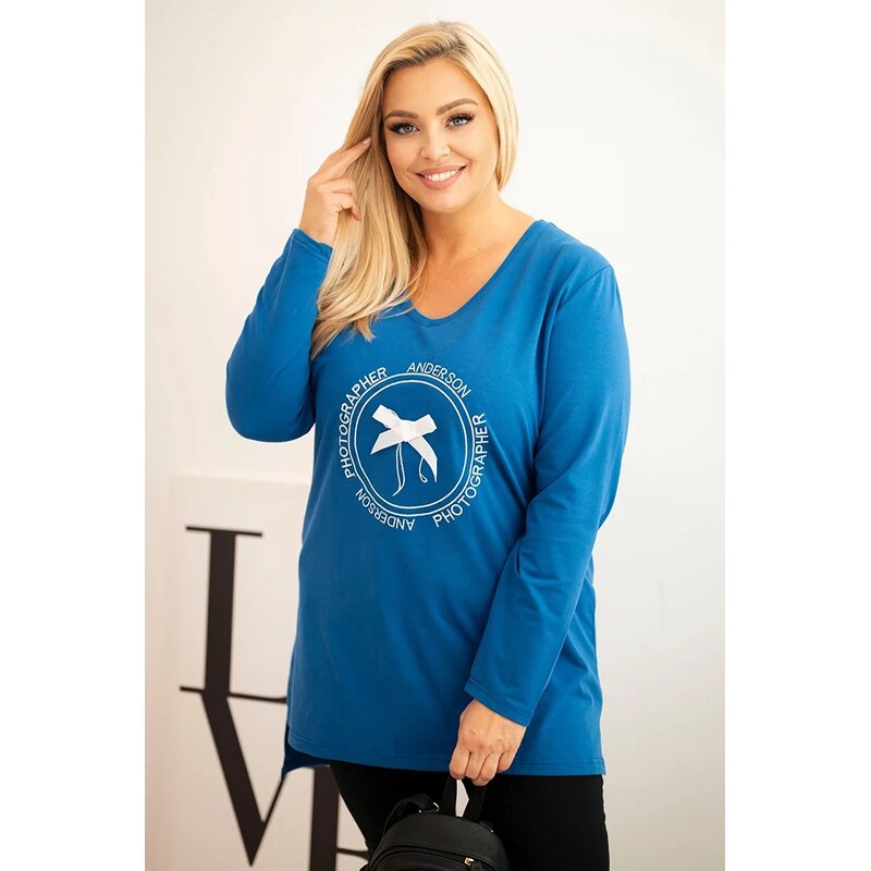 Kesi Dámska blúzka s dlhším zadným dielom a potlačou 66293891