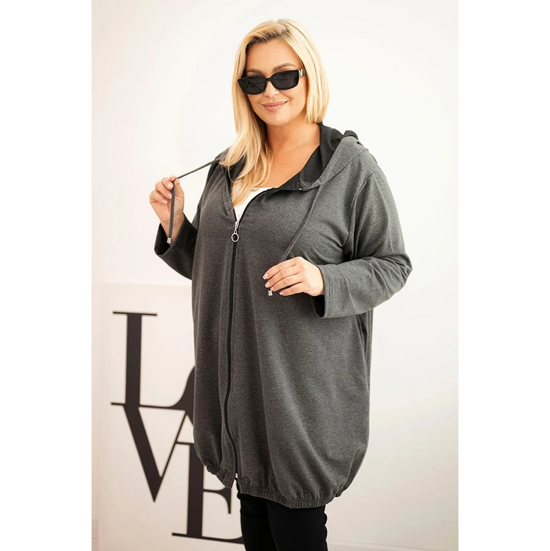 Kesi Dámska mikina Plus Size 6366 s kapucňou a zipsom 66201500