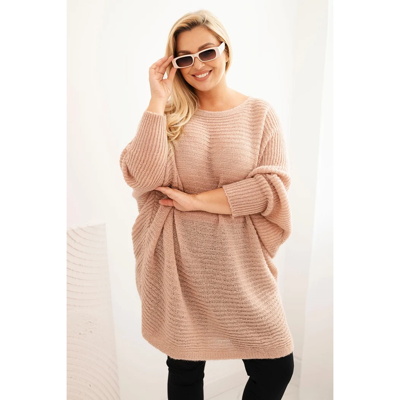 Kesi Dámsky sveter Plus Size s mohairom pončo 66155752