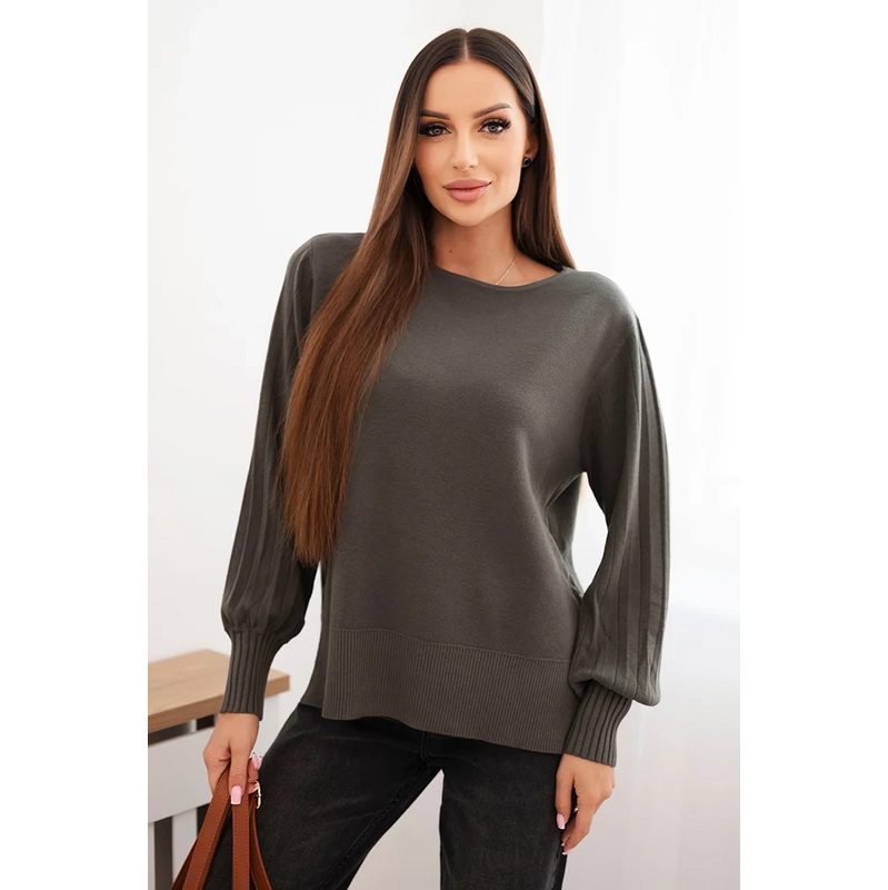 Kesi Dámsky viskózový sveter s dlhým rukávom a rozparkom po stranách 66973967