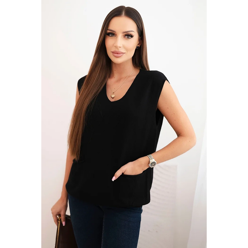 Kesi Dámsky viskózový sveter R2013 bez rukávov s vreckami a V 66558424