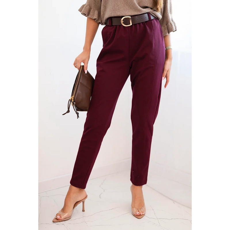 Kesi Dámske viskózové nohavice s opaskom a zúženými nohavicami čierne 66187230