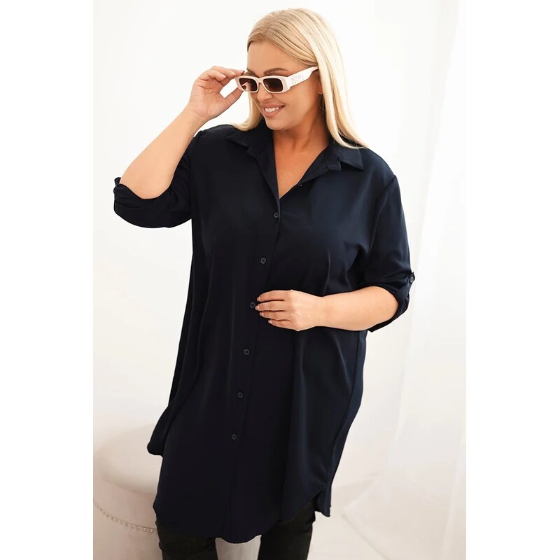 Kesi Dámske košeľové šaty Plus Size s dlhším zadným dielom a 66210400