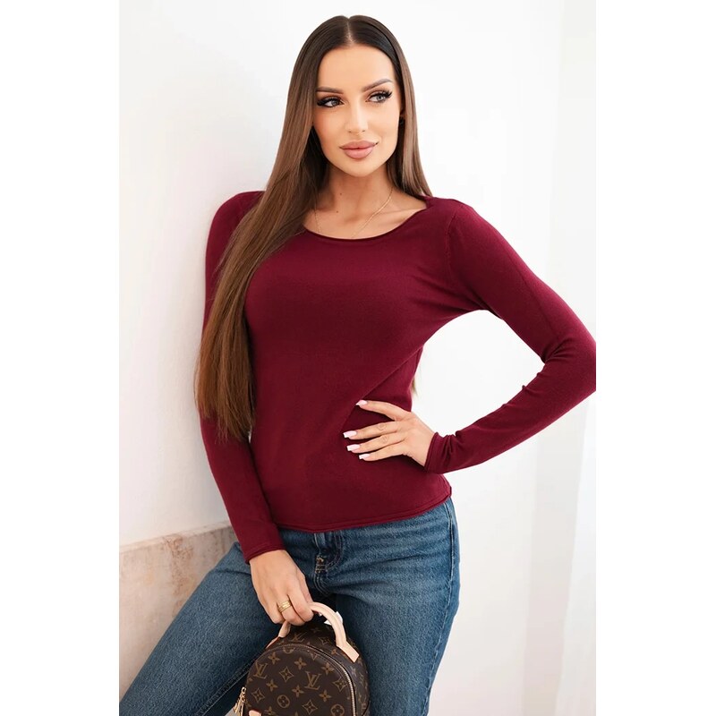 Kesi Dámsky viskózový sveter s okrúhlym výstrihom a priliehavým 67036387