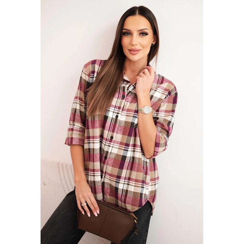 Kesi Dámska bavlnená košeľa A35 s dlhším zadným dielom 66430038