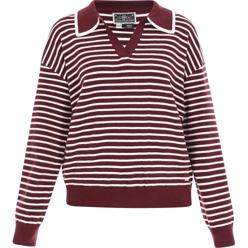 DreiMaster Maritim Sveter tmavočervená / biela 66142740