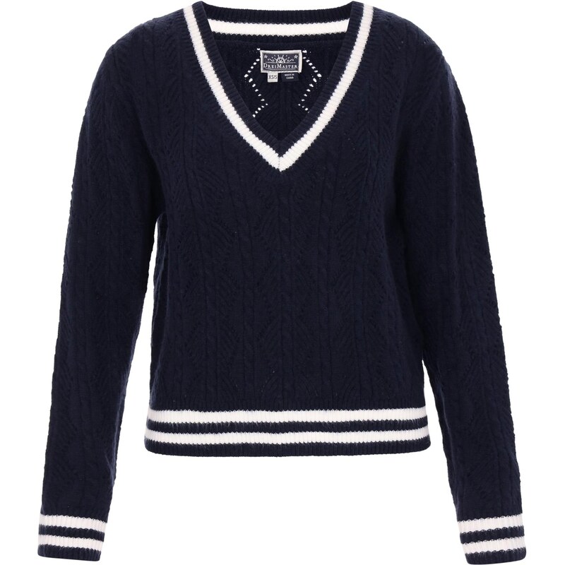 DreiMaster Maritim Sveter Maritime námornícka modrá / biela 66142732