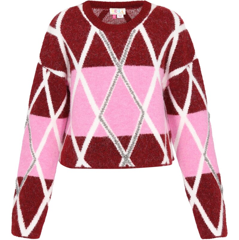 IZIA Sveter ružová / burgundská / biela 66142813