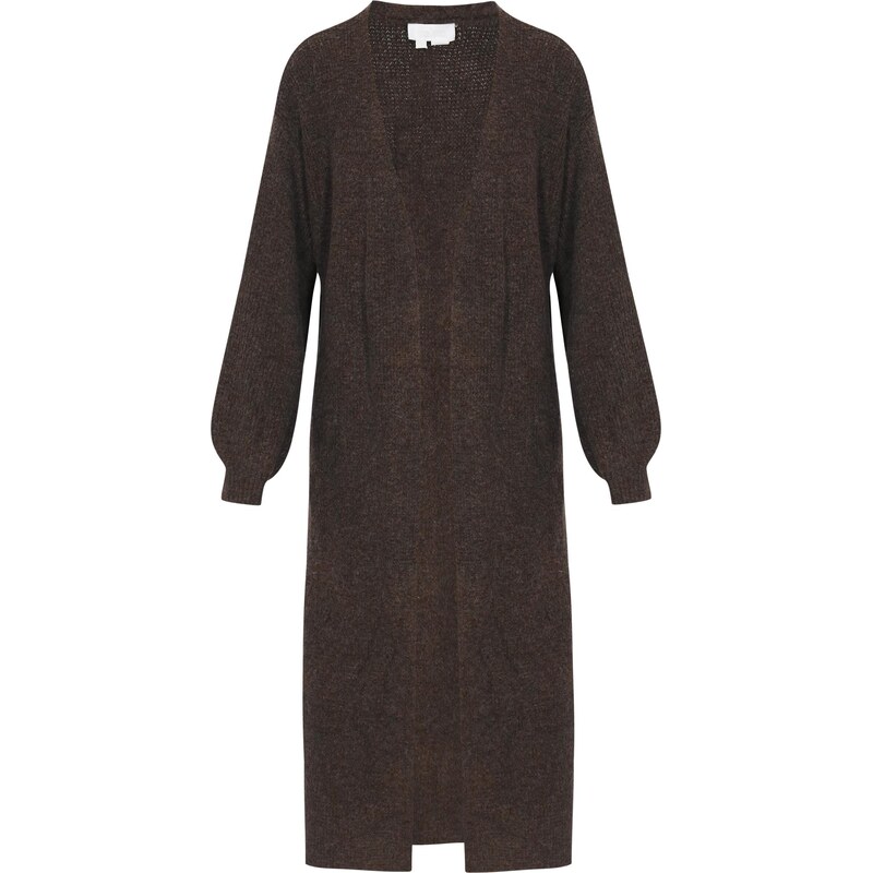 usha WHITE LABEL Pletený kabát Fashion Look tmavohnedá 66142926