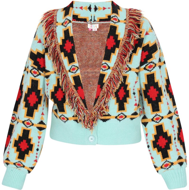 IZIA Kardigán tyrkysová / červená / čierna 66143416