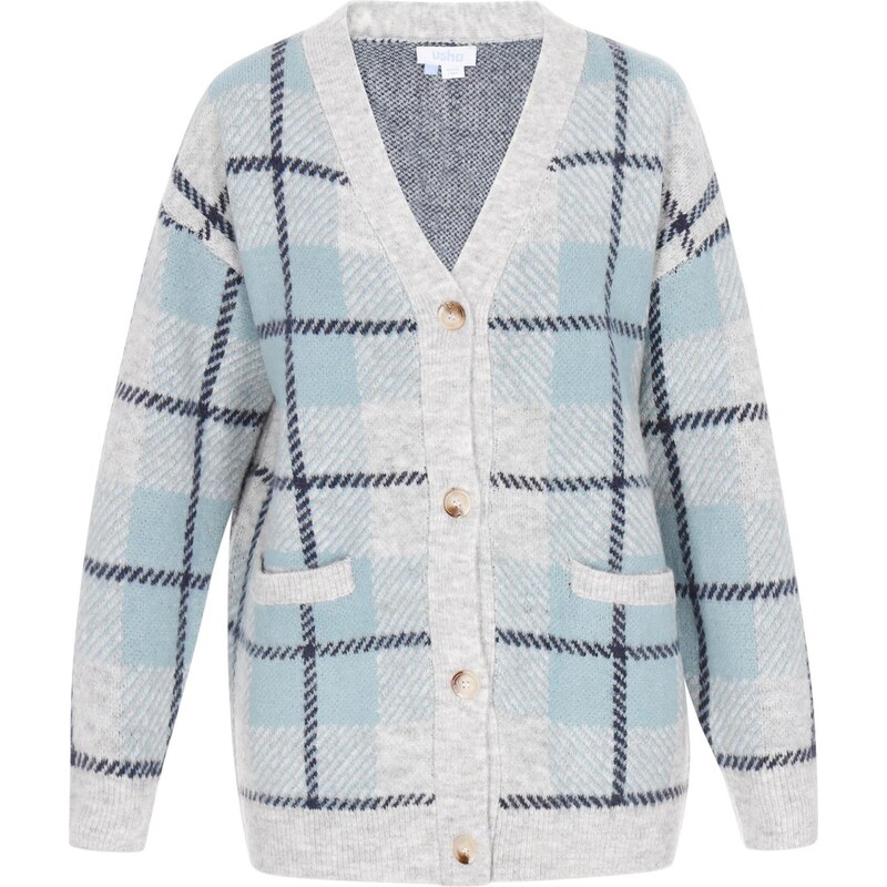usha BLUE LABEL Kardigán námornícka modrá / svetlomodrá / svetlosivá 66143497