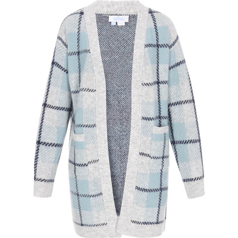 usha BLUE LABEL Kardigán námornícka modrá / svetlomodrá / svetlosivá 66143499