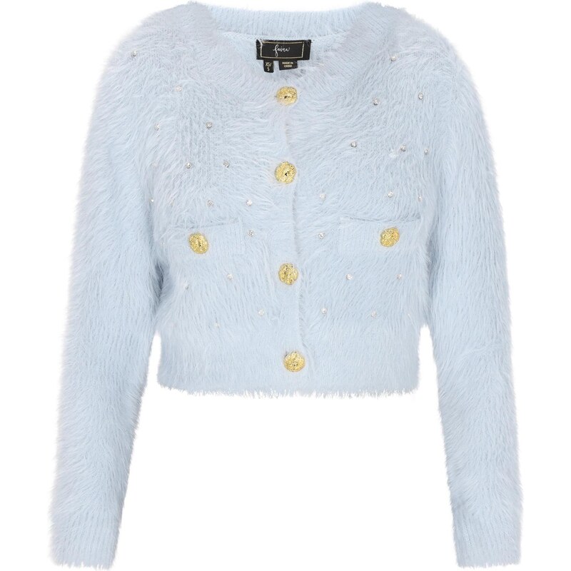 faina Kardigán Fashion Look svetlomodrá / zlatá / priehľadná 66144904
