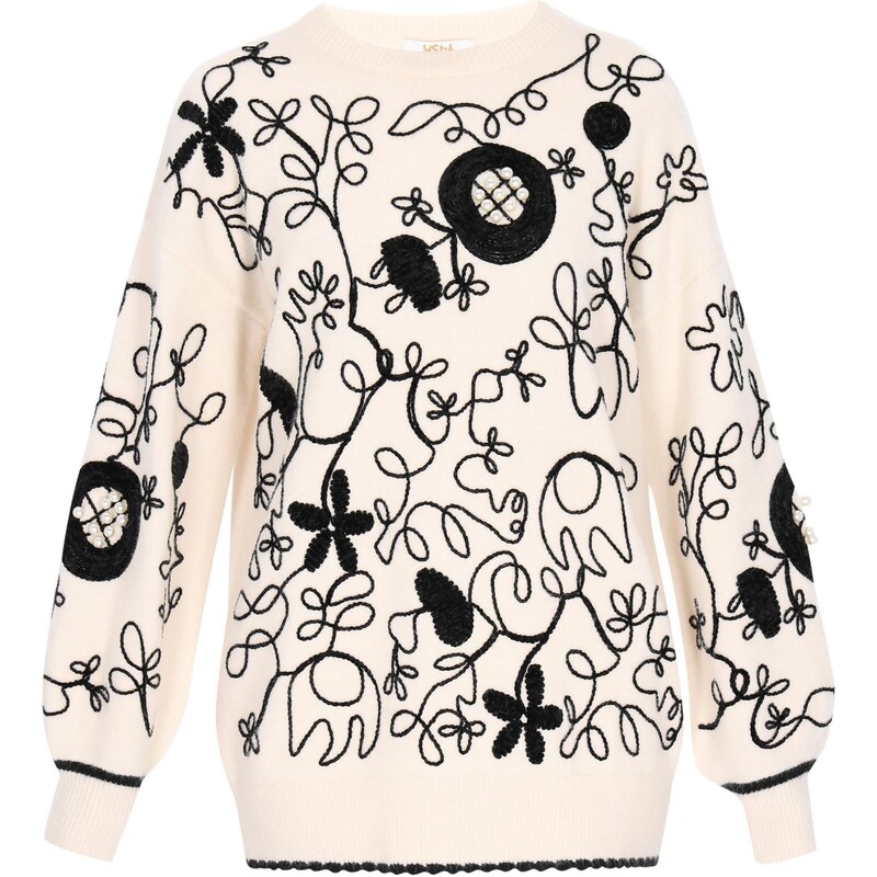 usha FESTIVAL Sveter čierna / šedobiela 66145278