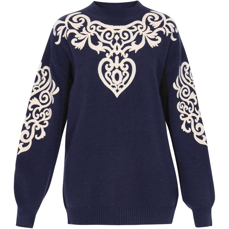 usha FESTIVAL Sveter námornícka modrá / biela 66145264