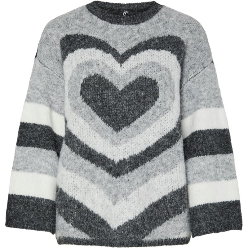 PIECES Sveter PCJESSA svetlosivá / tmavosivá / biela 66146404